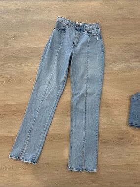 Abercrombie & Fitch Light Blue Straight-Leg Jeans with Front Slits
